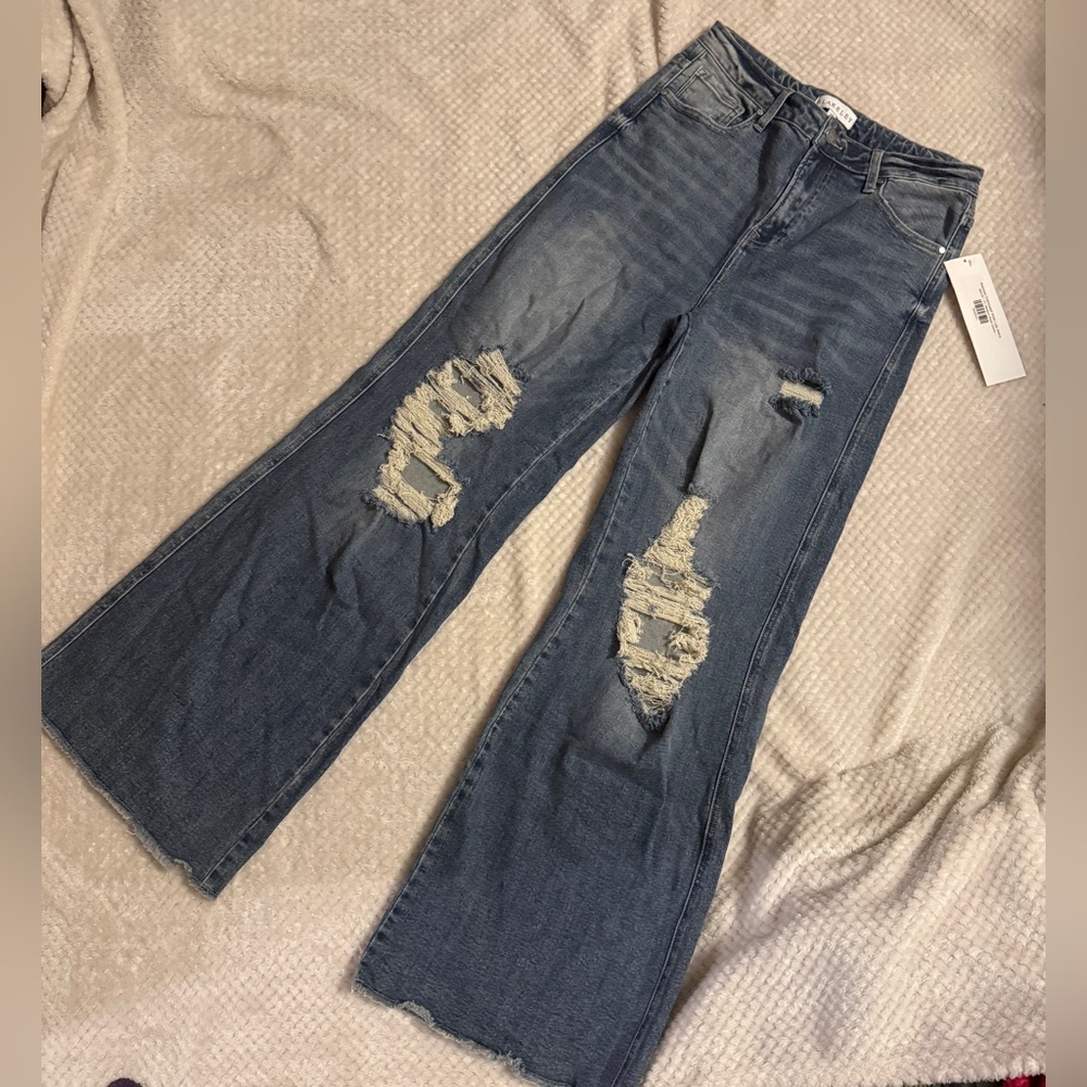 Blakely Women's Distressed Wide Leg Jeans